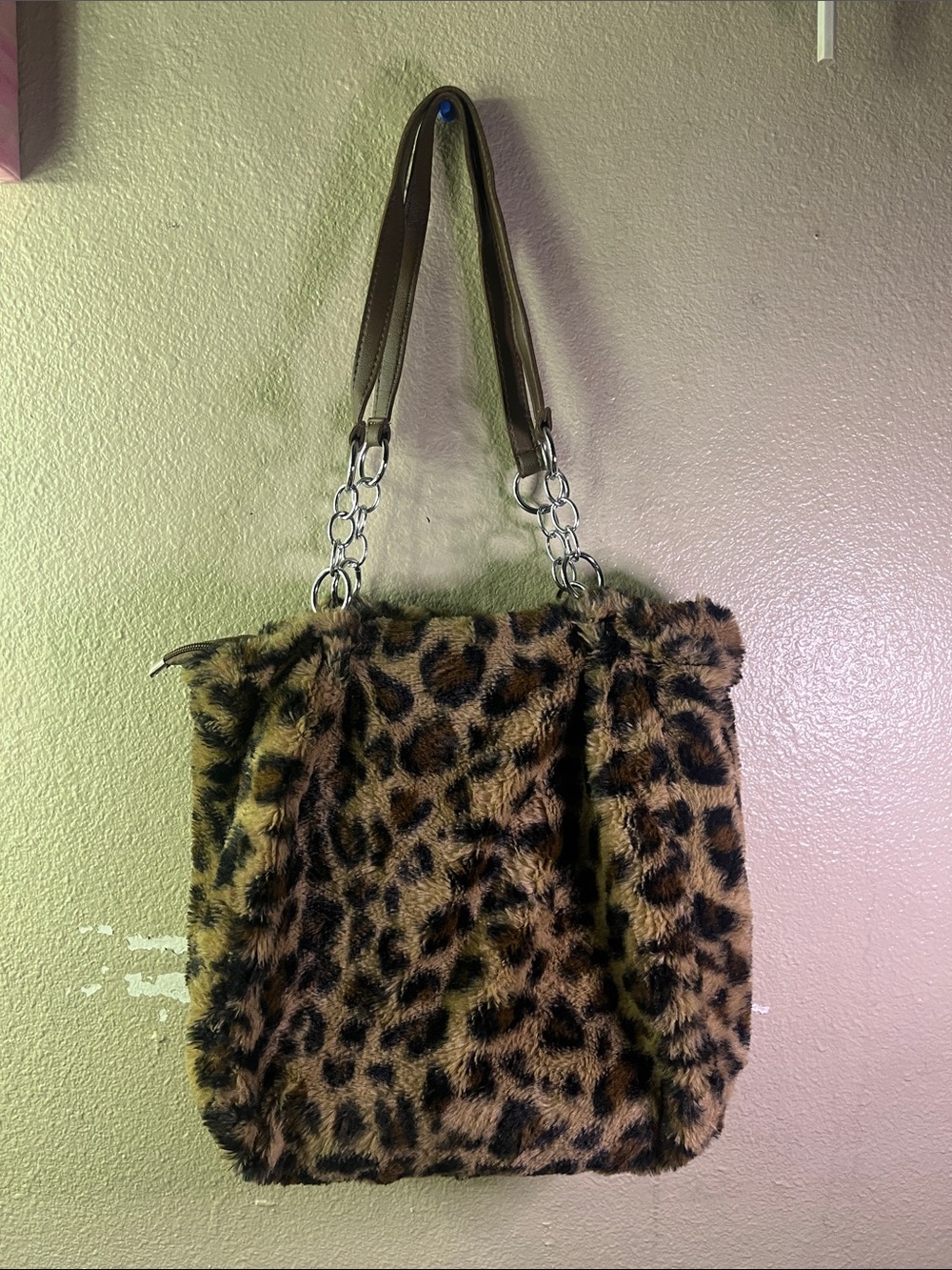 2 Bags for One Leopard-Print Faux Fur Tote Bag - Brown & Black Leather purse